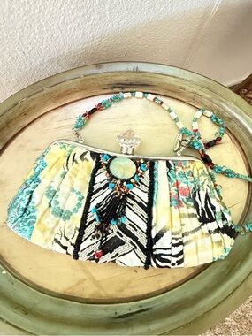 Vintage Mary Frances Safari Turquoise Beaded Bag